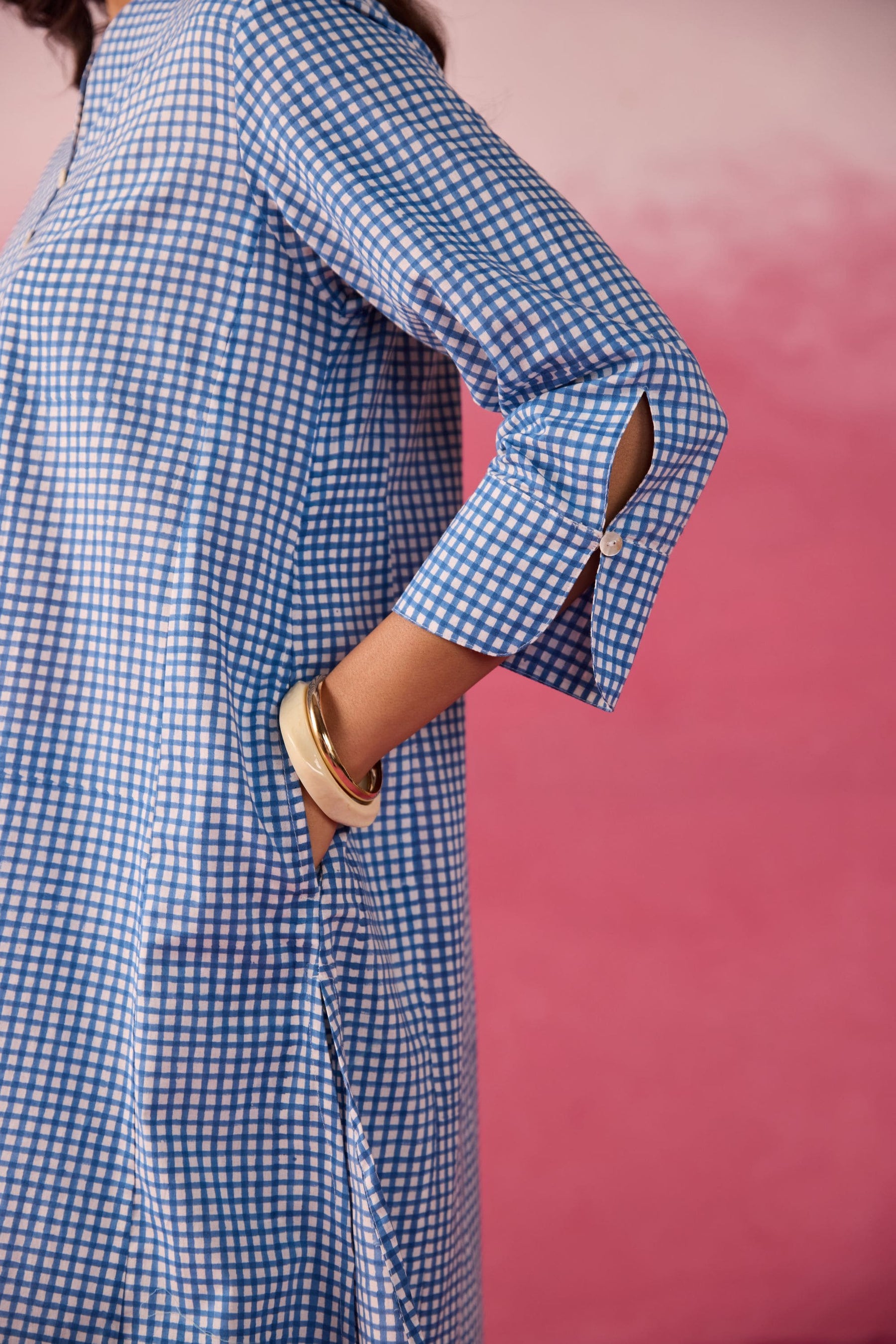 Blue Gingham Checks Printed Cotton Co-ord Set