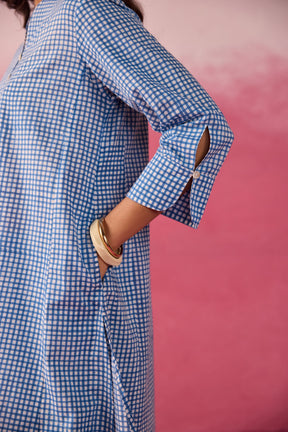 Blue Gingham Checks Printed Cotton Co-ord Set