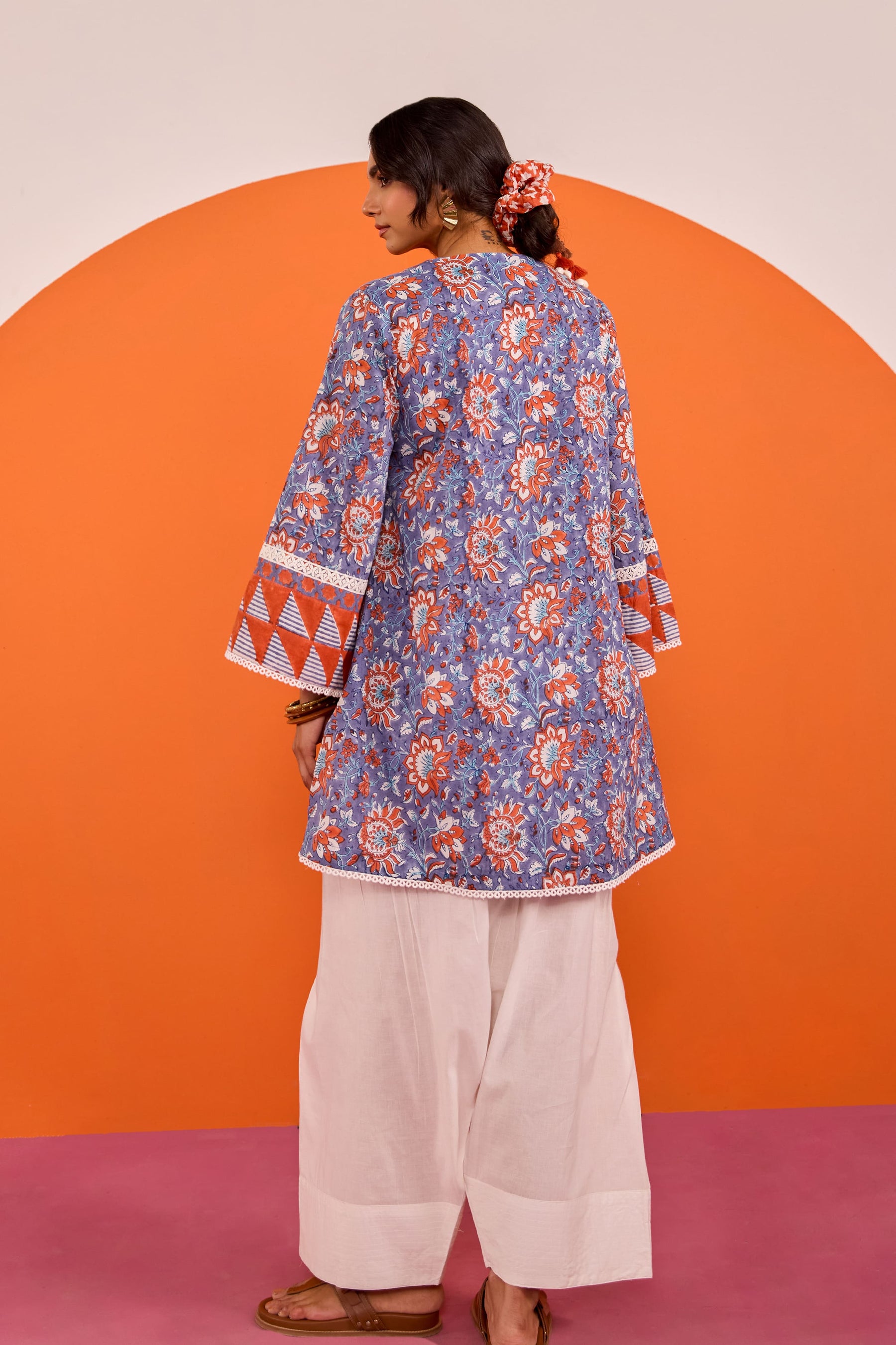 Periwinkle Floral Hand block Printed Co-ord Set