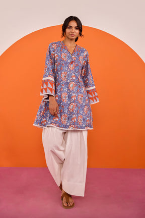 Periwinkle Floral Hand block Printed Co-ord Set