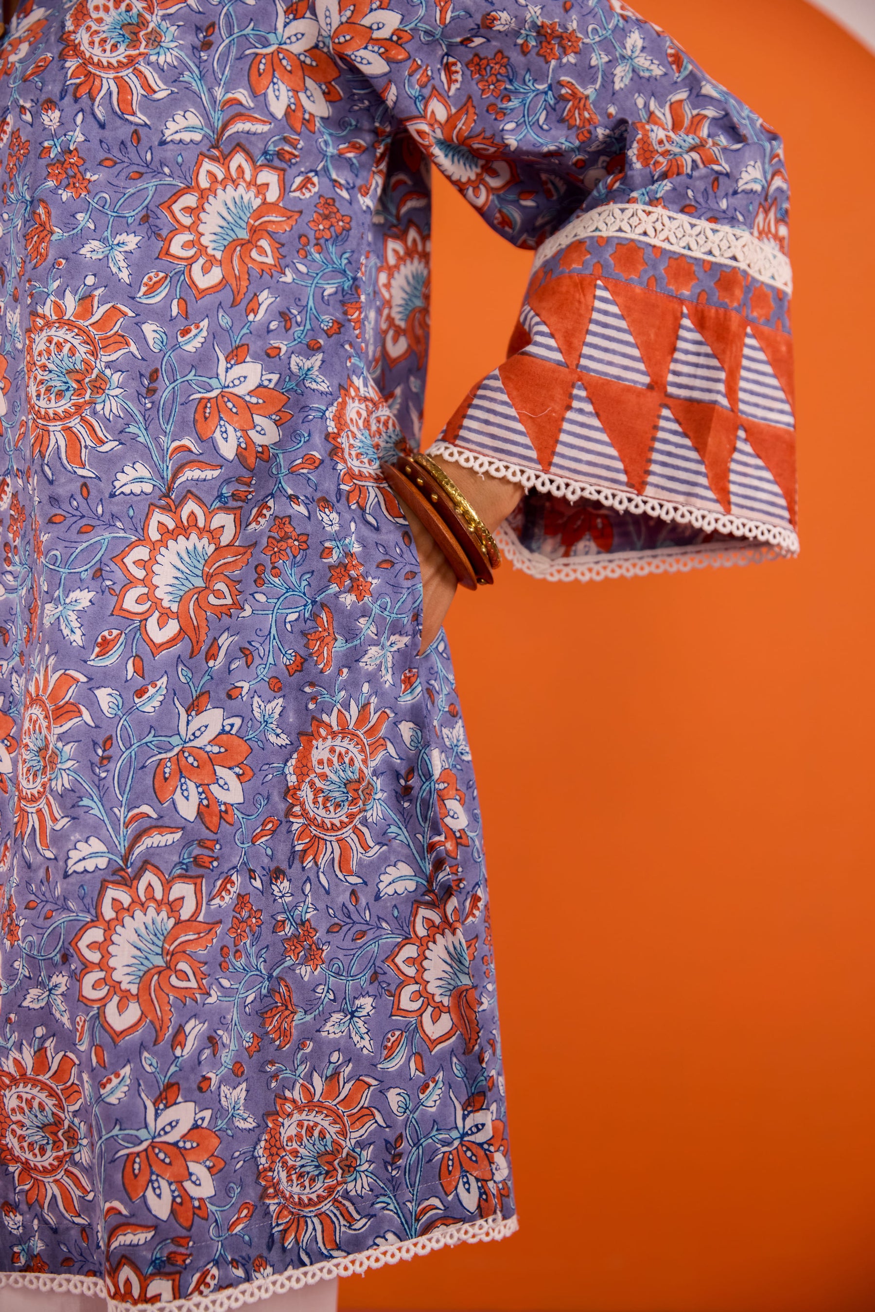 Periwinkle Floral Hand block Printed Co-ord Set