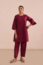 Berry Red Cotton Co-ord Set