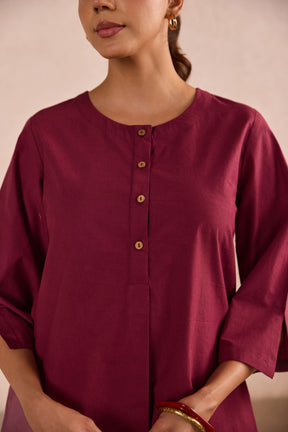 Berry Red Cotton Co-ord Set