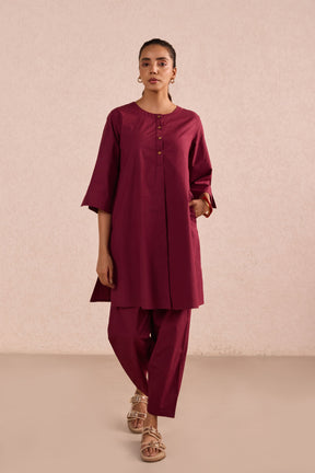 Berry Red Cotton Co-ord Set