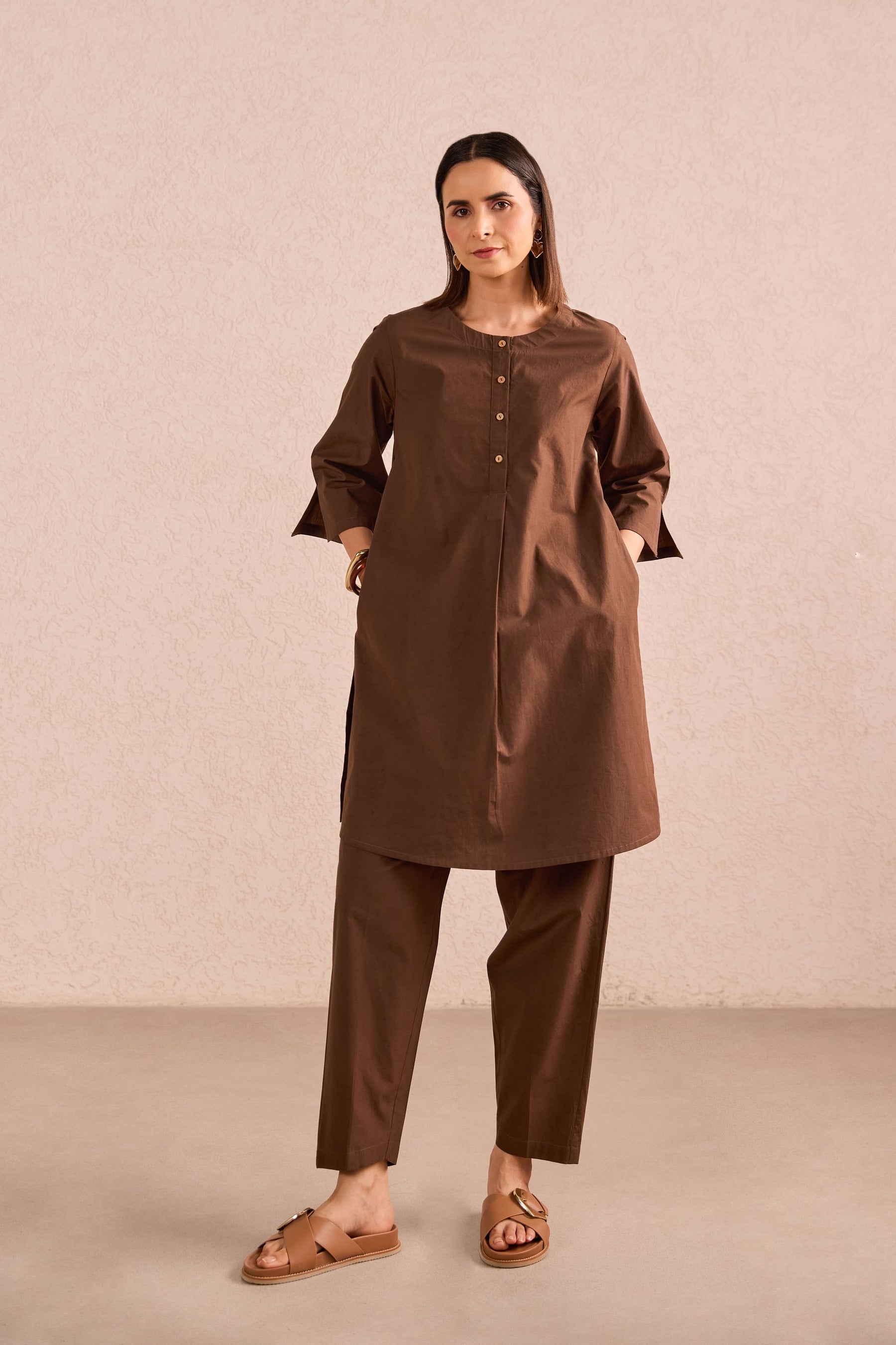 Chocolate Brown Cotton Co-ord Set
