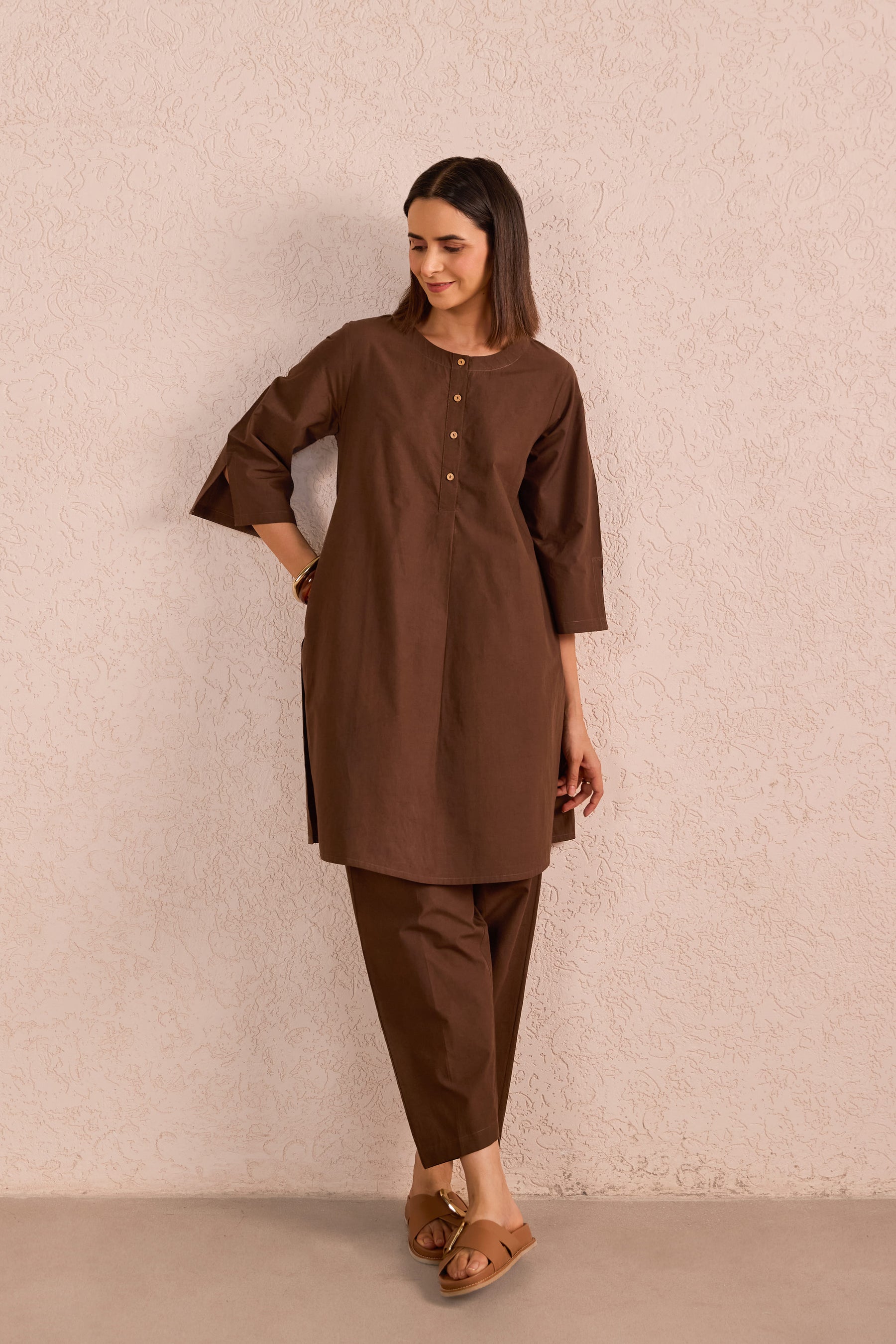 Chocolate Brown Cotton Co-ord Set