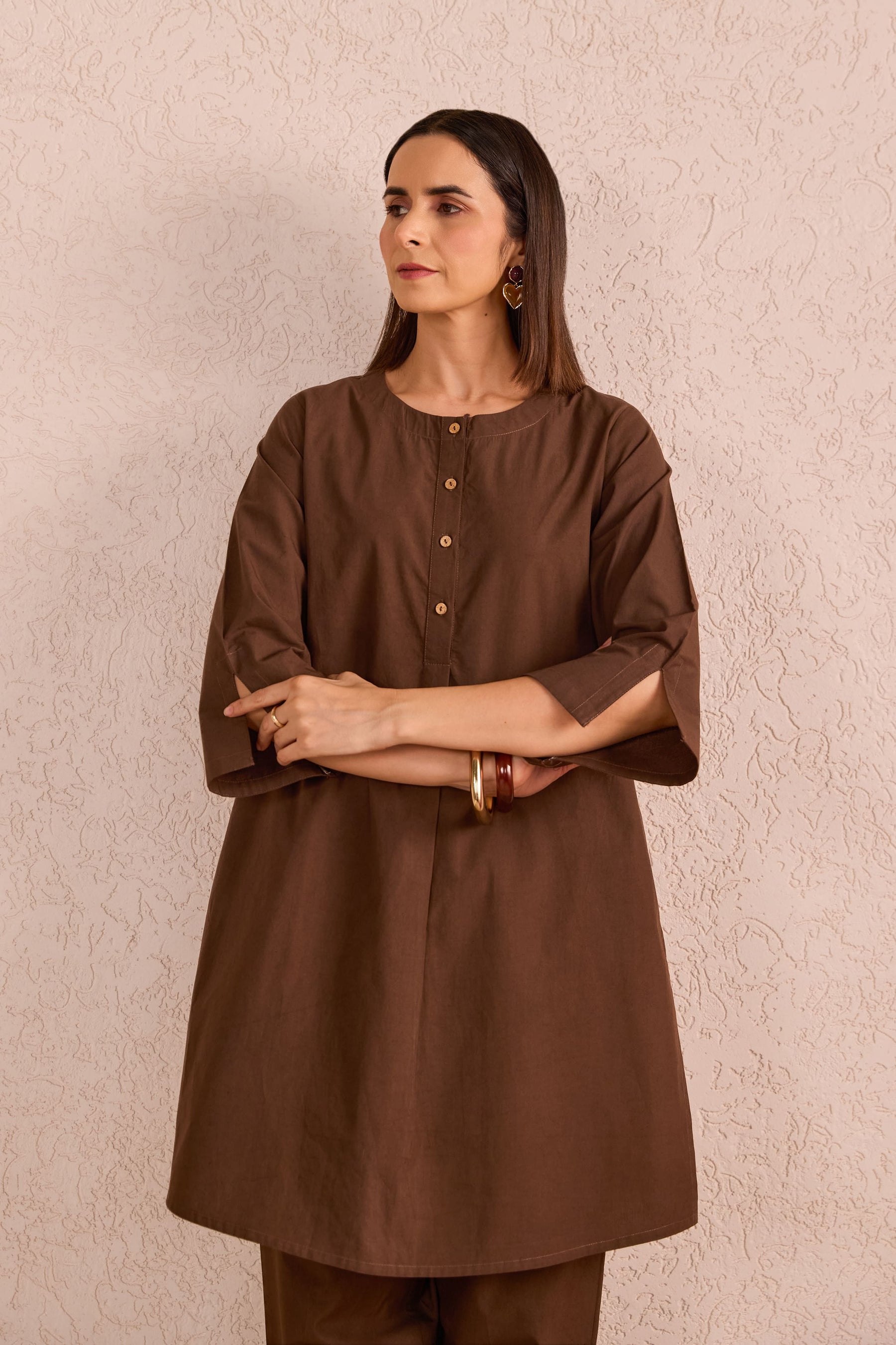 Chocolate Brown Cotton Co-ord Set