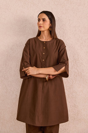 Chocolate Brown Cotton Co-ord Set