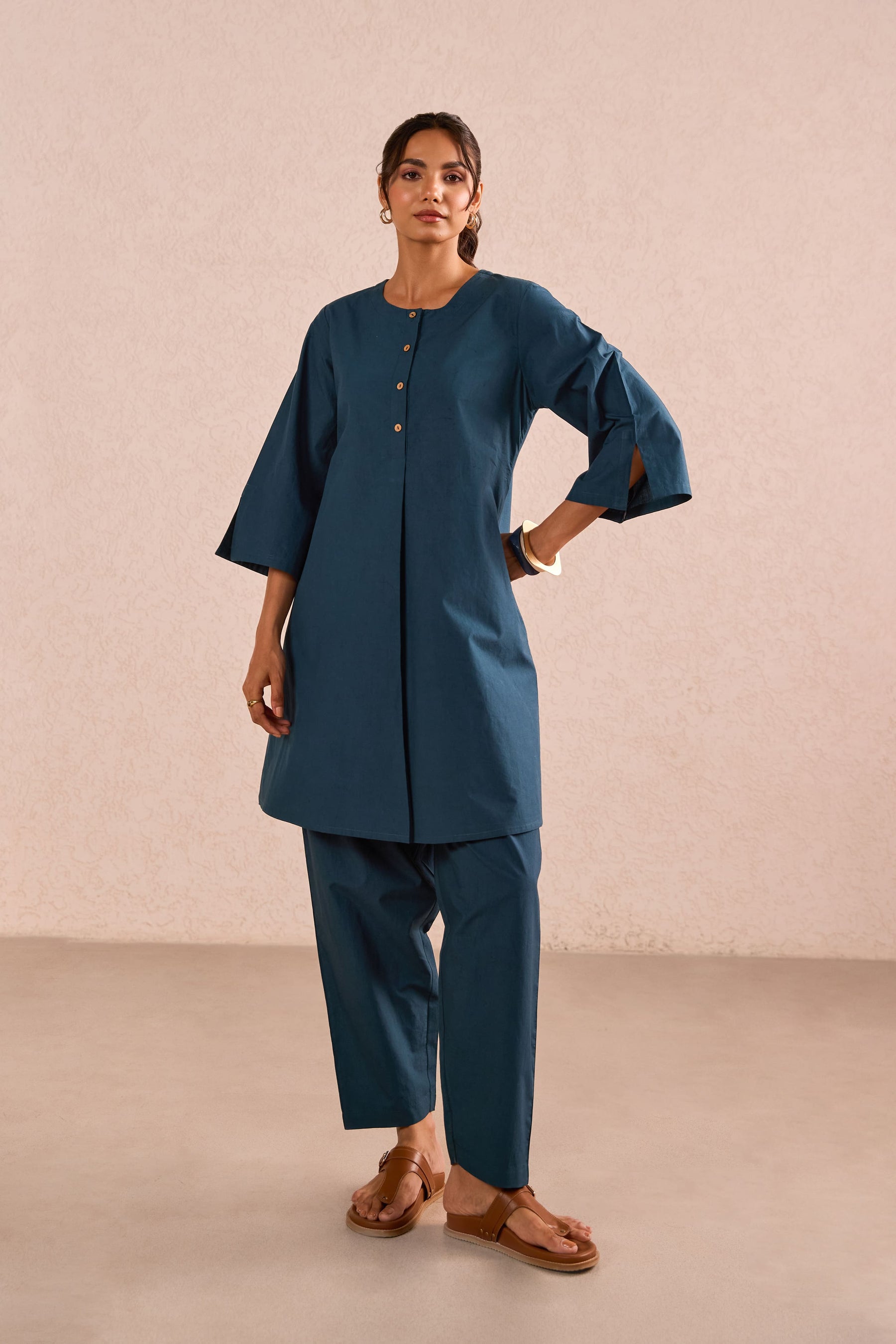 Teal Blue Cotton Co-ord Set