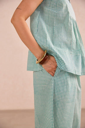 Green Gingham Check Sleeveless Co-ord Set