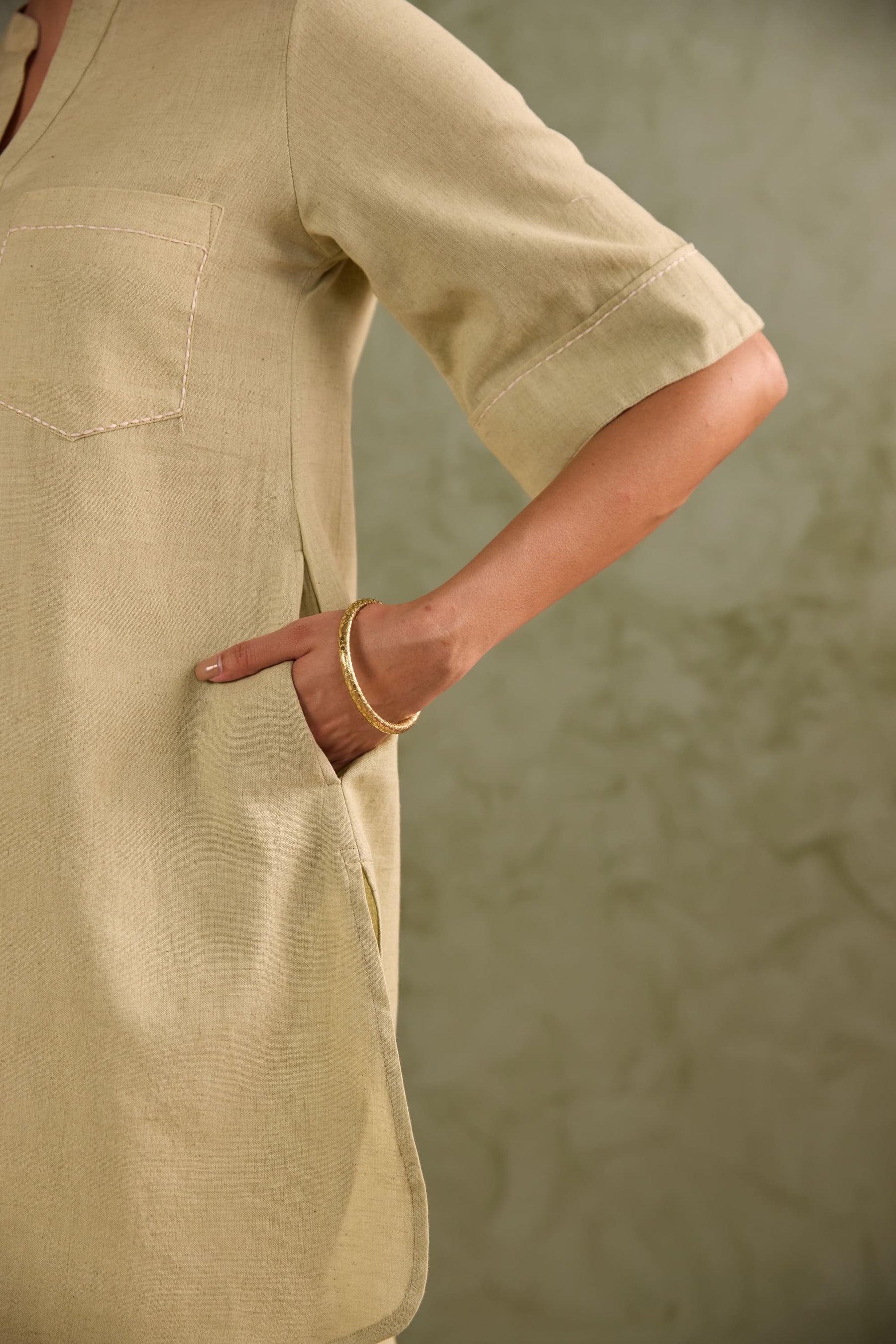 Sage Green Linen Blend Co-ord Set