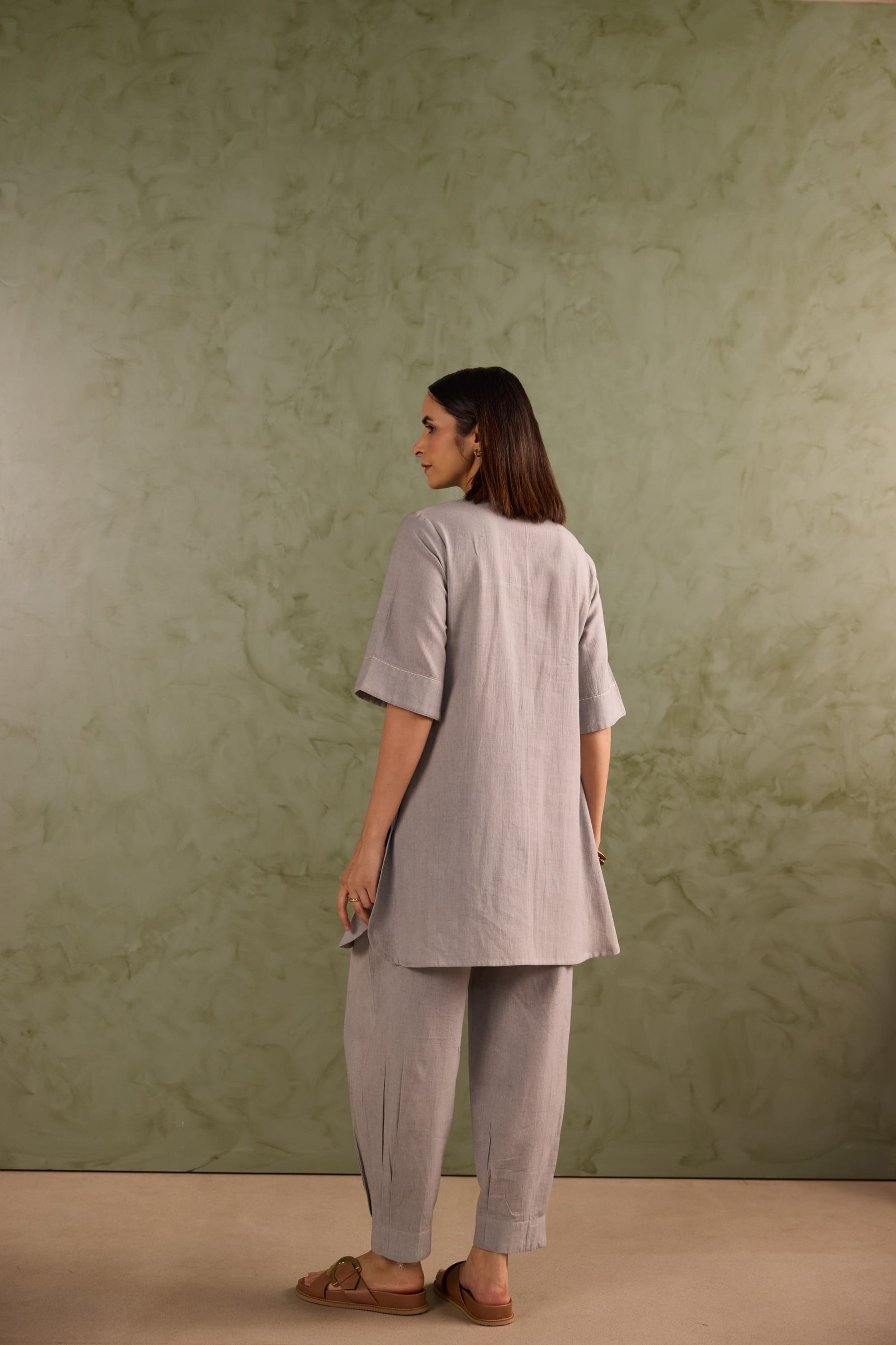 Dove Grey Linen Blend Co-ord Set