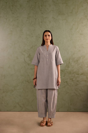 Dove Grey Linen Blend Co-ord Set