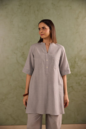 Dove Grey Linen Blend Co-ord Set