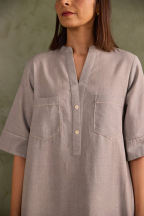 Dove Grey Linen Blend Co-ord Set