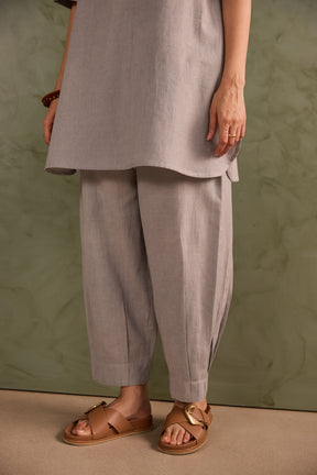 Dove Grey Linen Blend Co-ord Set