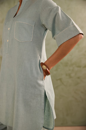 Powder Green Linen Blend Co-ord Set