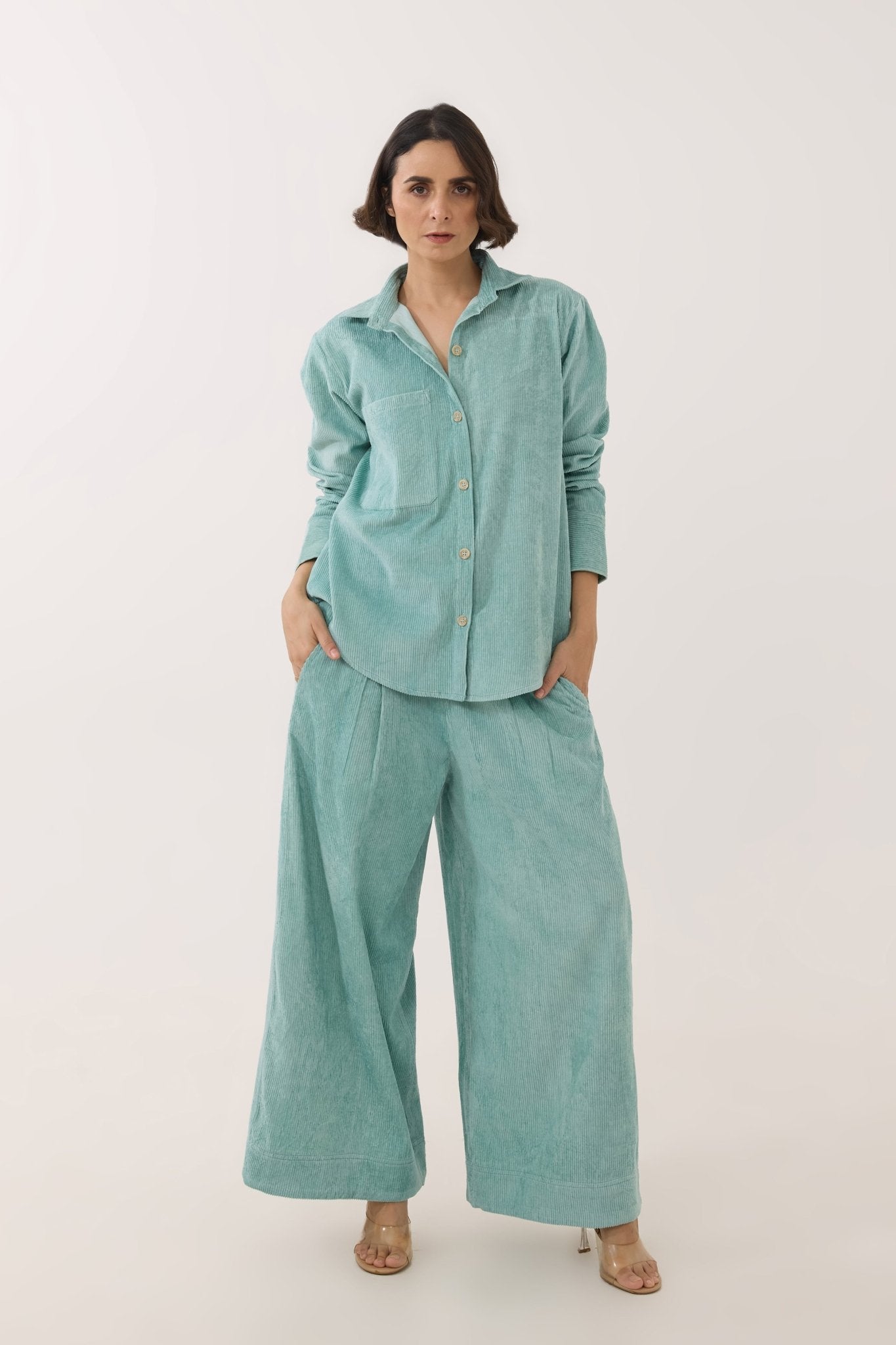 Aqua Blue Corduroy Co - ord Set - Tara - C - Tara