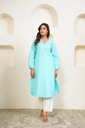 Aqua Premium Cotton Long Kurta - Tara - C - Tara