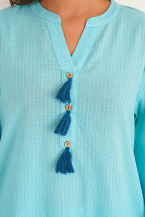 Aqua Solid Farsi Salwar Coord Set - Tara - C - Tara