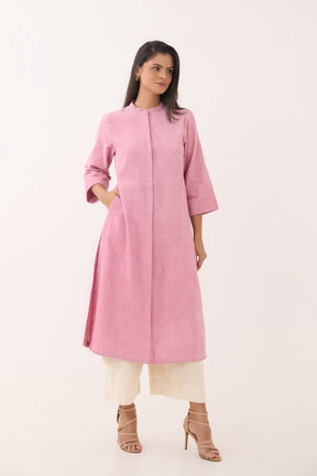 Baby Pink Corduroy Long Kurta - Tara - C - Tara