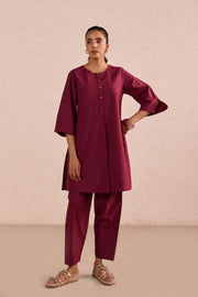 Berry Red Cotton Co-ord Set