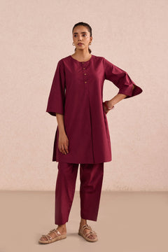 Berry Red Cotton Co-ord Set