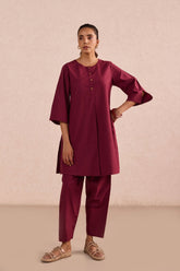 Berry Red Cotton Co-ord Set - Tara-C-Tara