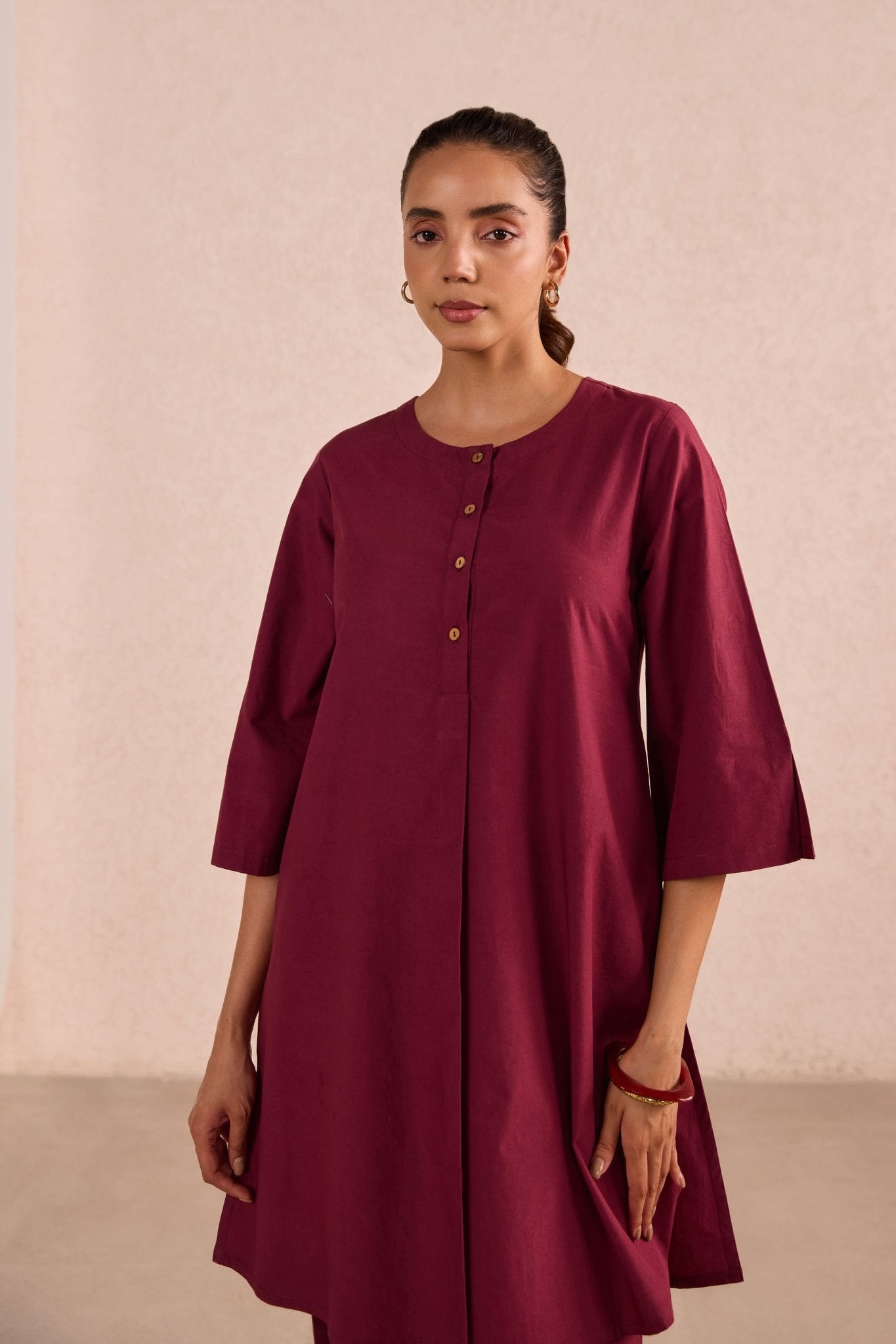 Berry Red Cotton Co-ord Set - Tara-C-Tara