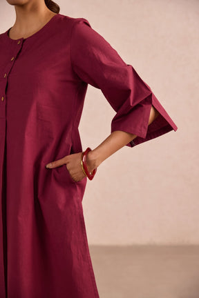 Berry Red Cotton Co-ord Set - Tara-C-Tara