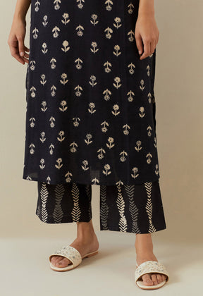 BLACK BAGRU HAND BLOCK PRINTED KURTA - Tara - C - Tara