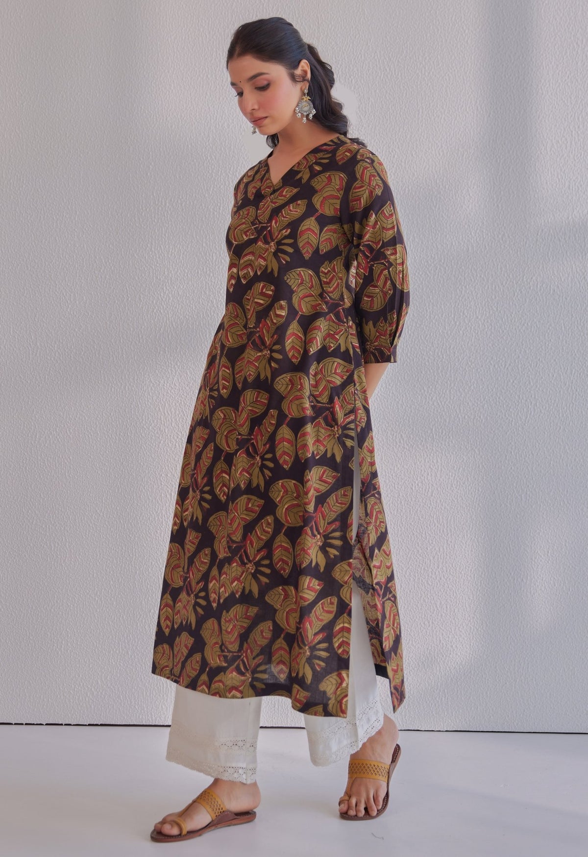 Black Jahota Hand Block Printed Kurta - Tara - C - Tara