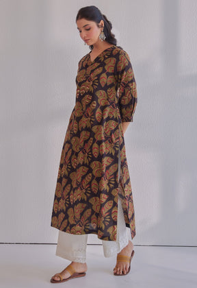 Black Jahota Hand Block Printed Kurta - Tara - C - Tara