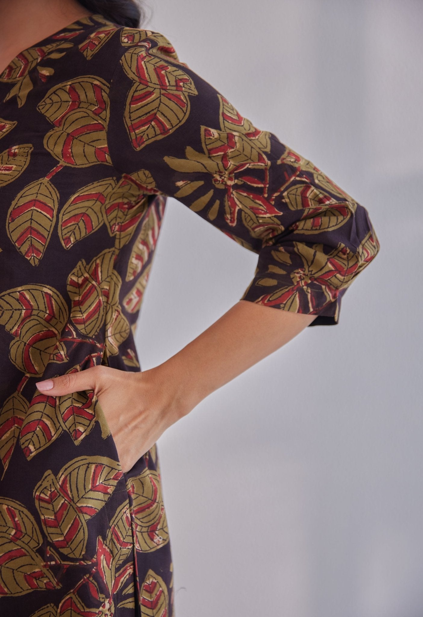 Black Jahota Hand Block Printed Kurta - Tara - C - Tara