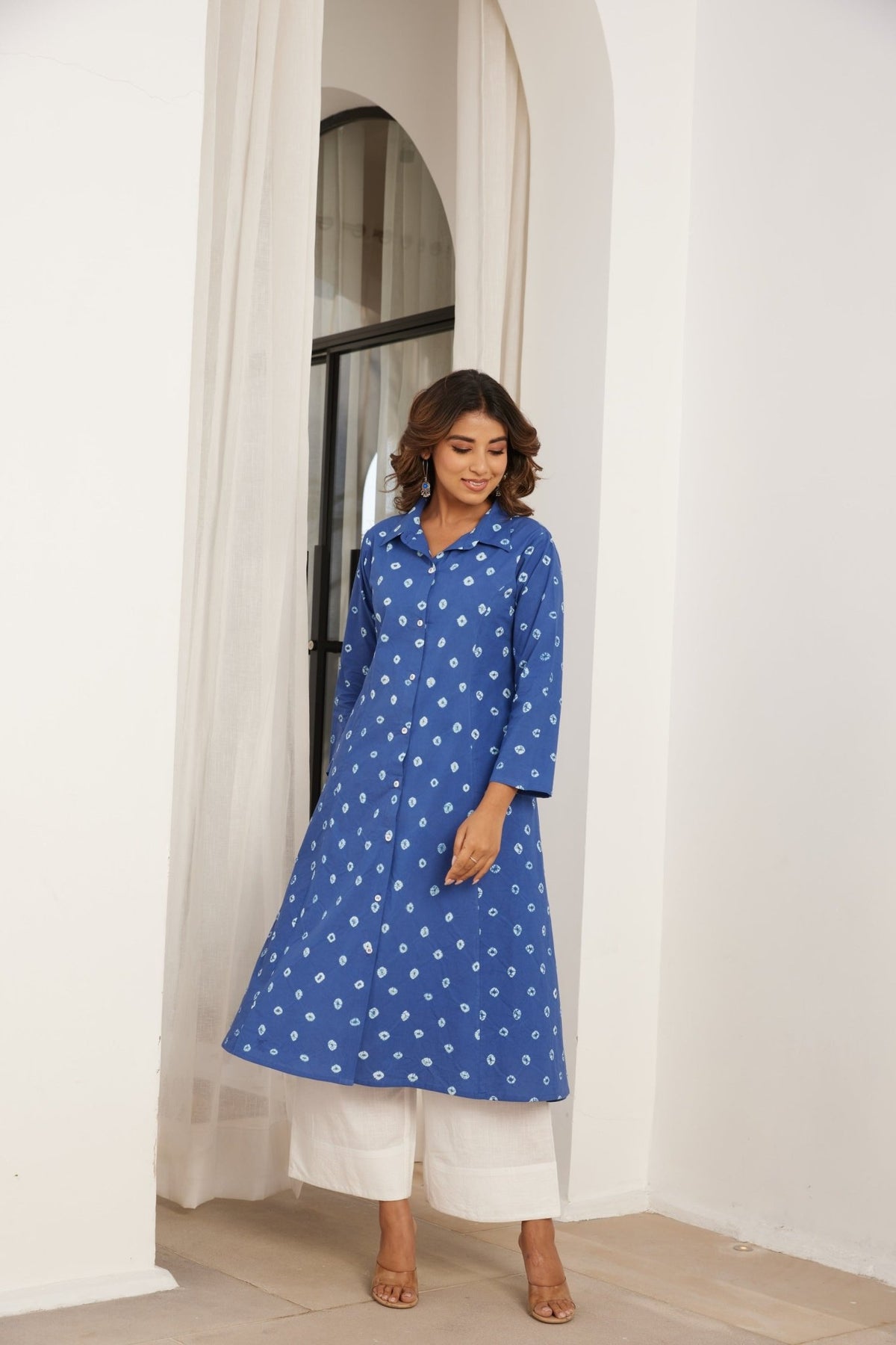Blue Bandhej Hand Tie Dye Coord Set - Tara - C - Tara