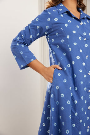 Blue Bandhej Hand Tie Dye Coord Set - Tara - C - Tara