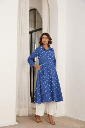 Blue Bandhej Hand Tie Dye Coord Set - Tara - C - Tara