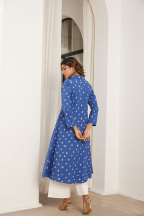 Blue Bandhej Hand Tie Dye Coord Set - Tara - C - Tara