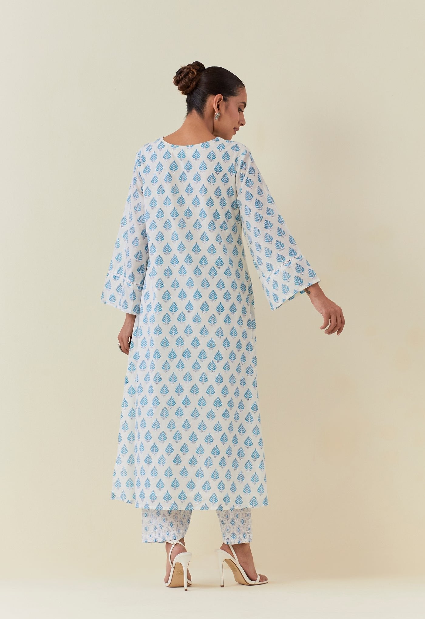 BLUE BUTI HAND BLOCK PRINTED KURTA - Tara - C - Tara