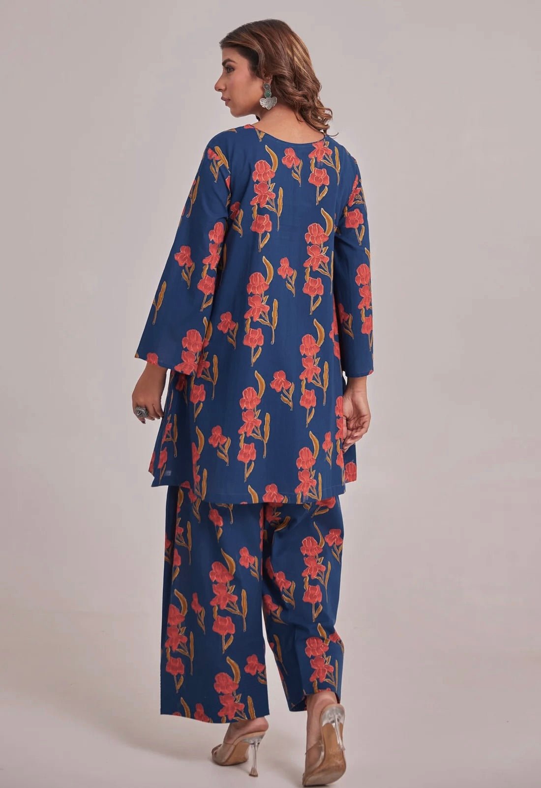 BLUE FLORAL CO - ORD SET WITH FARSI SALWAR PANTS - Tara - C - Tara