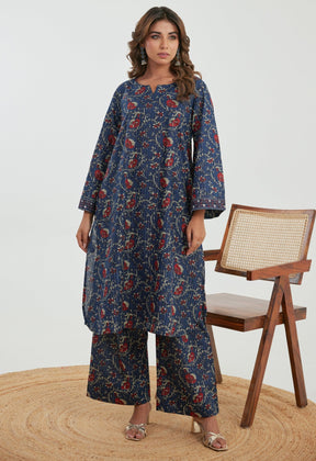 Blue Floral Cotton Lurex Co - ord Set - Tara - C - Tara