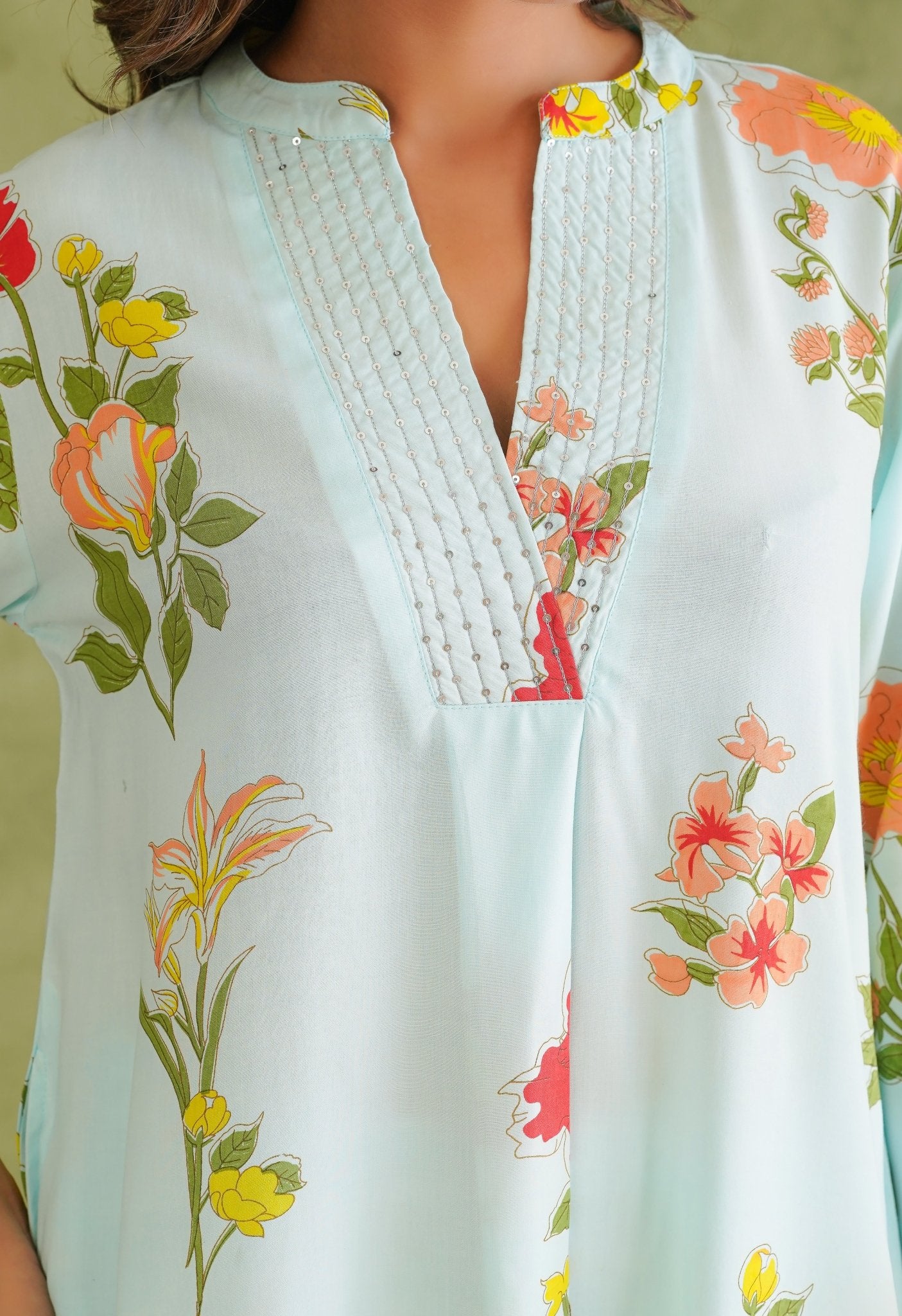 Blue Floral Printed Co - Ord Set - Tara - C - Tara