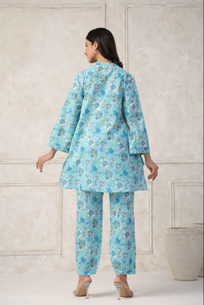 Blue Floral Printed Co - Ord set - Tara - C - Tara