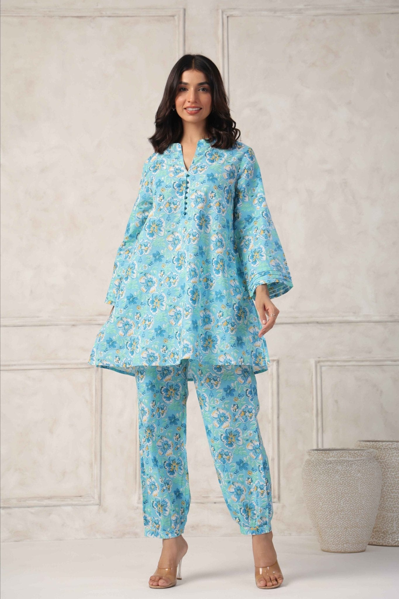 Blue Floral Printed Co - Ord set - Tara - C - Tara