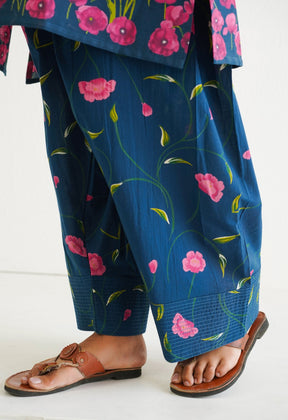 BLUE FLORAL PRINTED CO - ORD SET WITH FARSI SALWAR PANTS - Tara - C - Tara