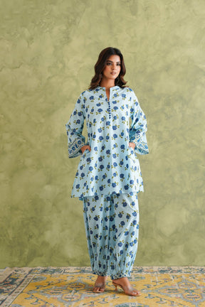 Blue floral Printed Coord Set - Tara - C - Tara