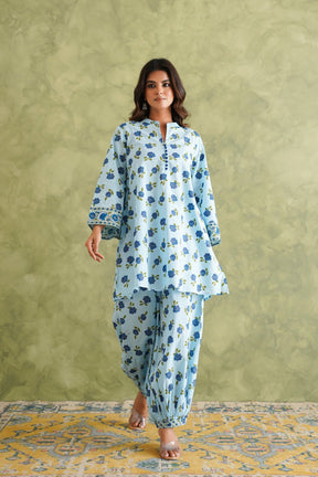 Blue floral Printed Coord Set - Tara - C - Tara