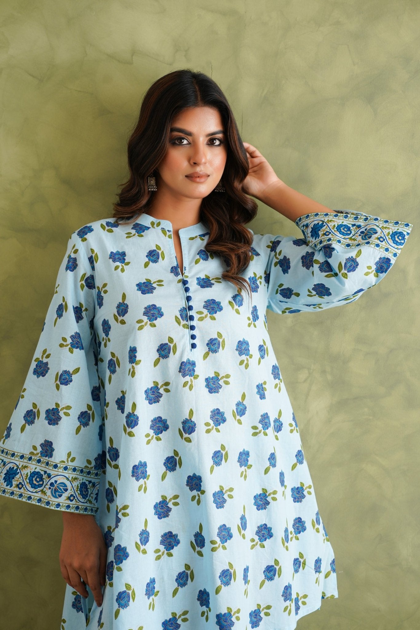 Blue floral Printed Coord Set - Tara - C - Tara