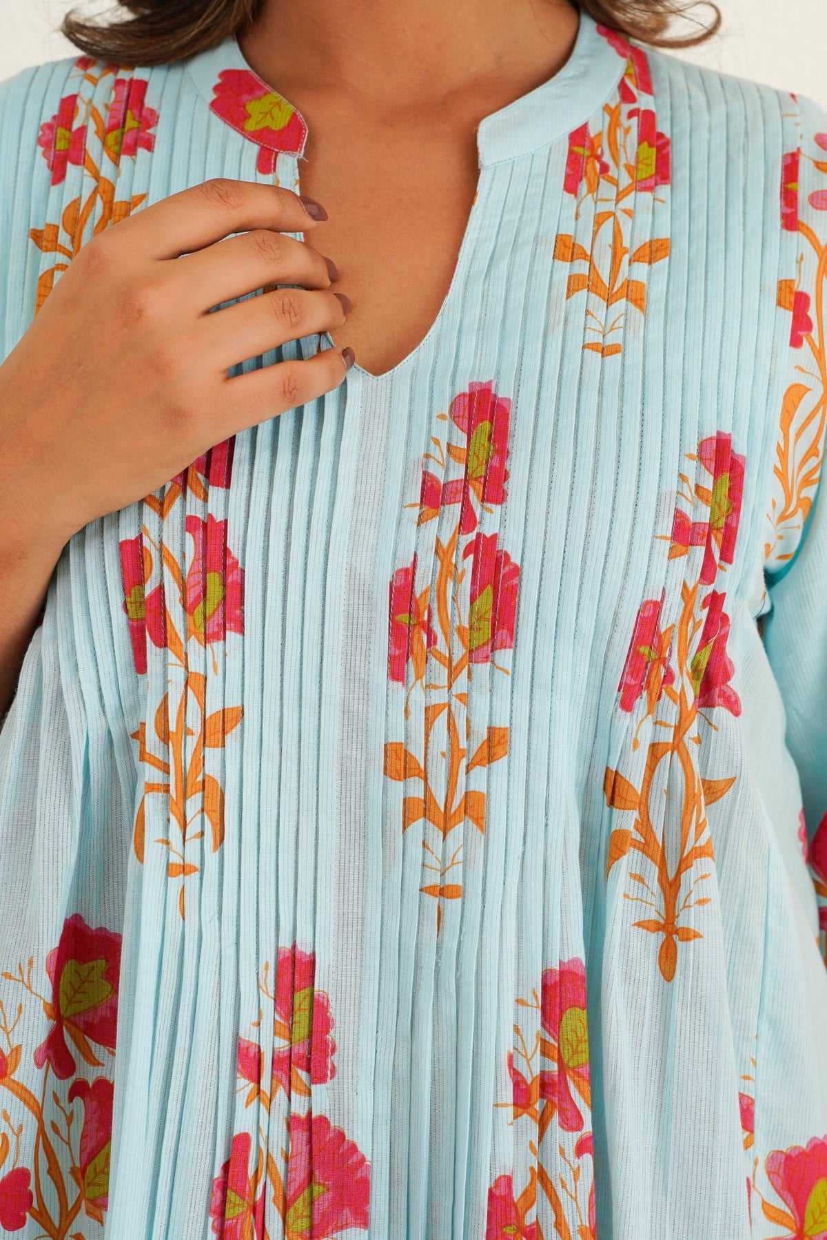 Blue floral Printed Kurta with Bottom - Tara - C - Tara