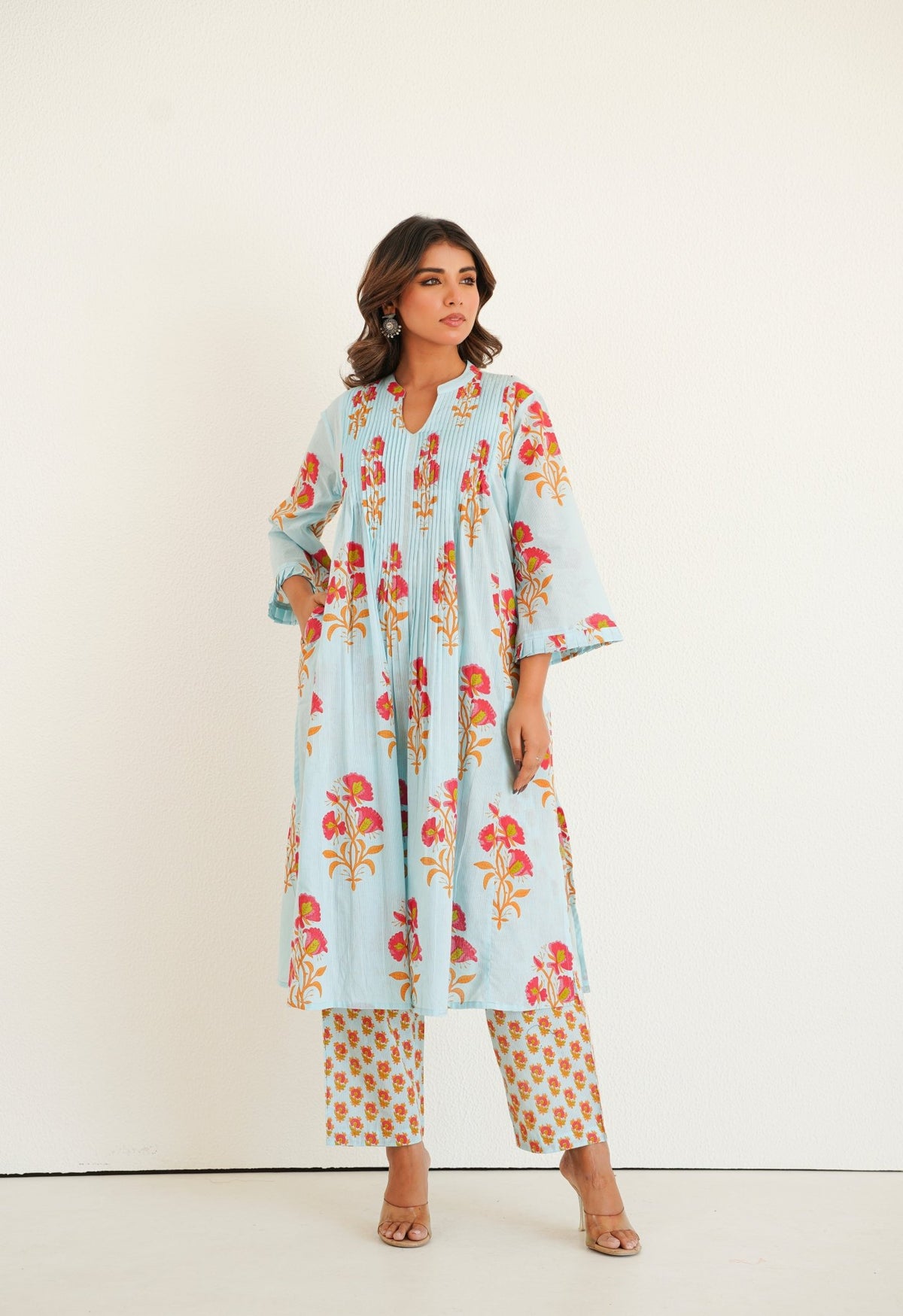Blue floral Printed Kurta with Bottom - Tara - C - Tara